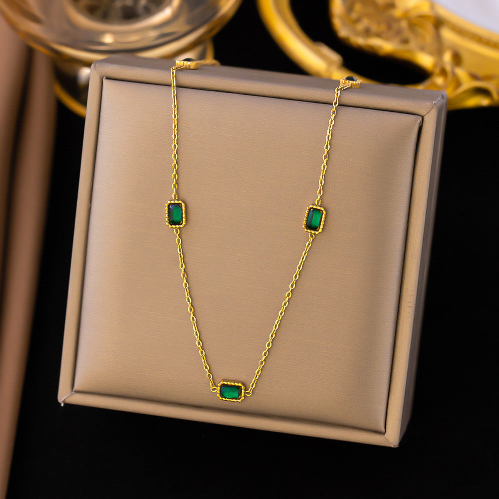 Regal Emerald Charm Necklace
