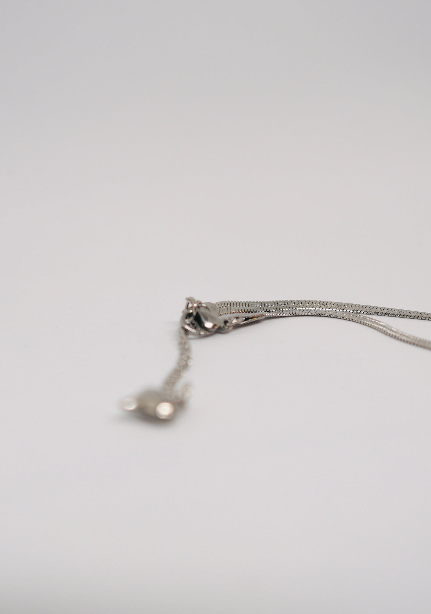 Snake Chain Black Pendant Necklace Silver