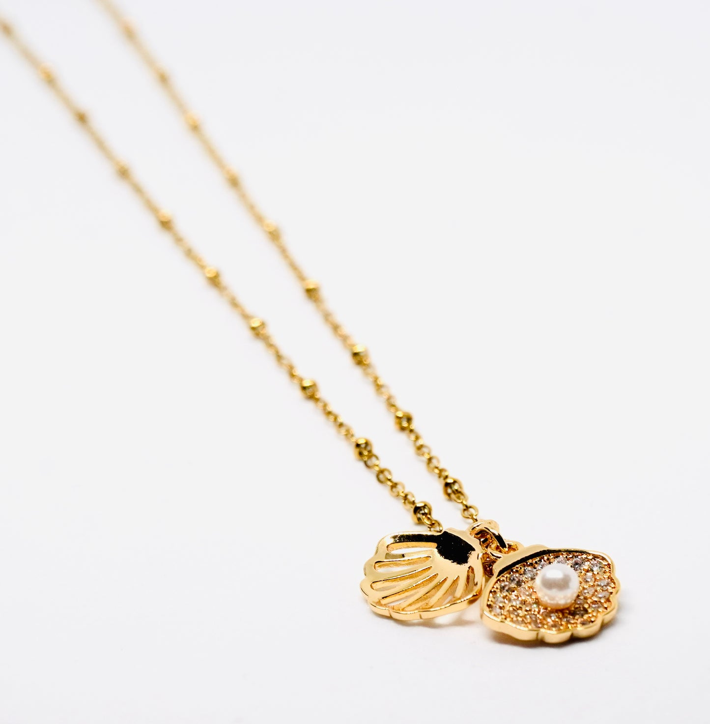 Beach Simple Style Inlay Starfish Shell Fish Tail Artificial Pearls Zircon Pendant Necklace