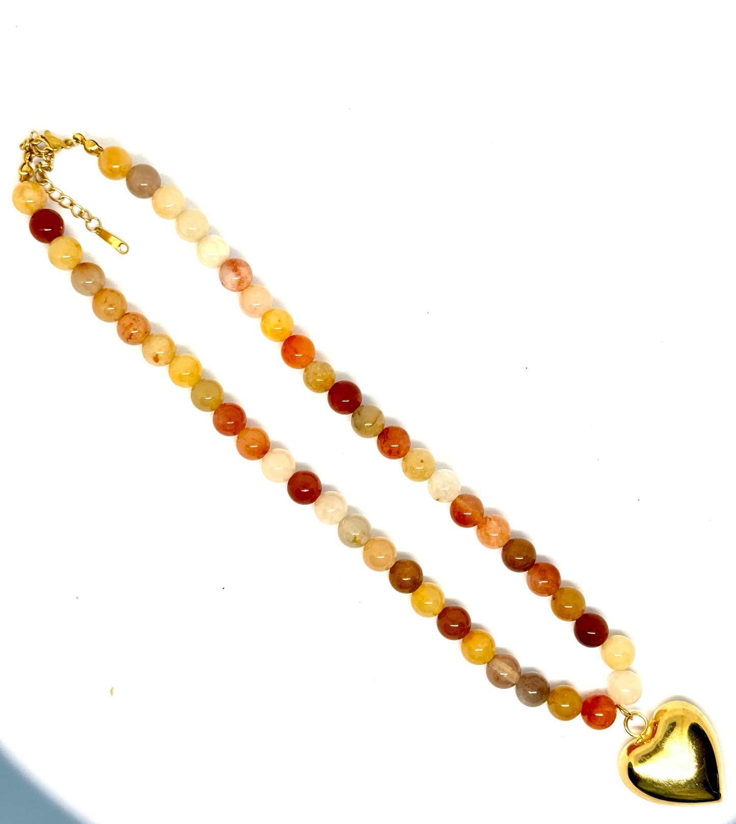 Elegant Beach Heart Shape 316L Natural Stone Beaded Pendant Necklace