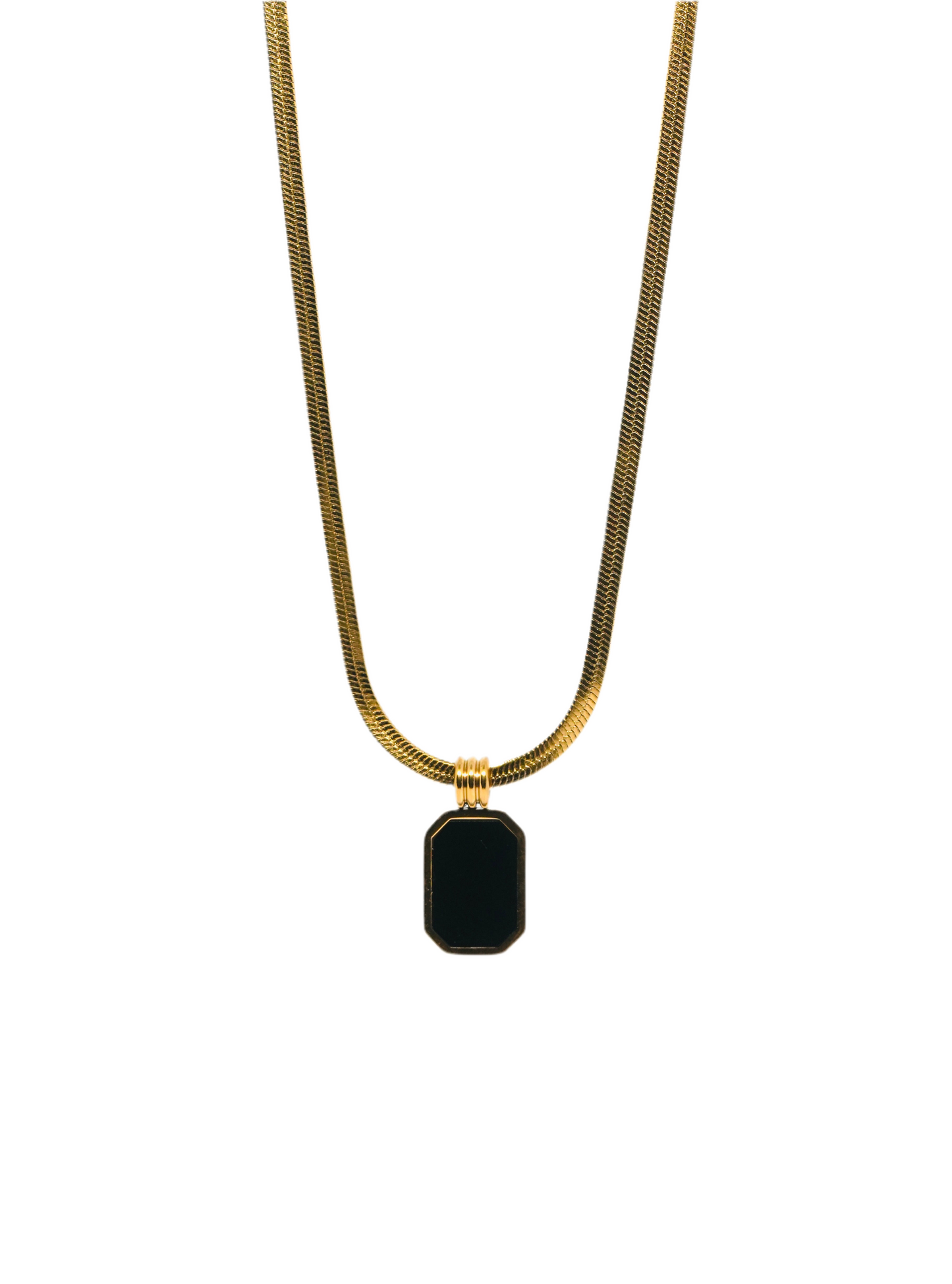 Snake Chain black Pendant Necklace Gold