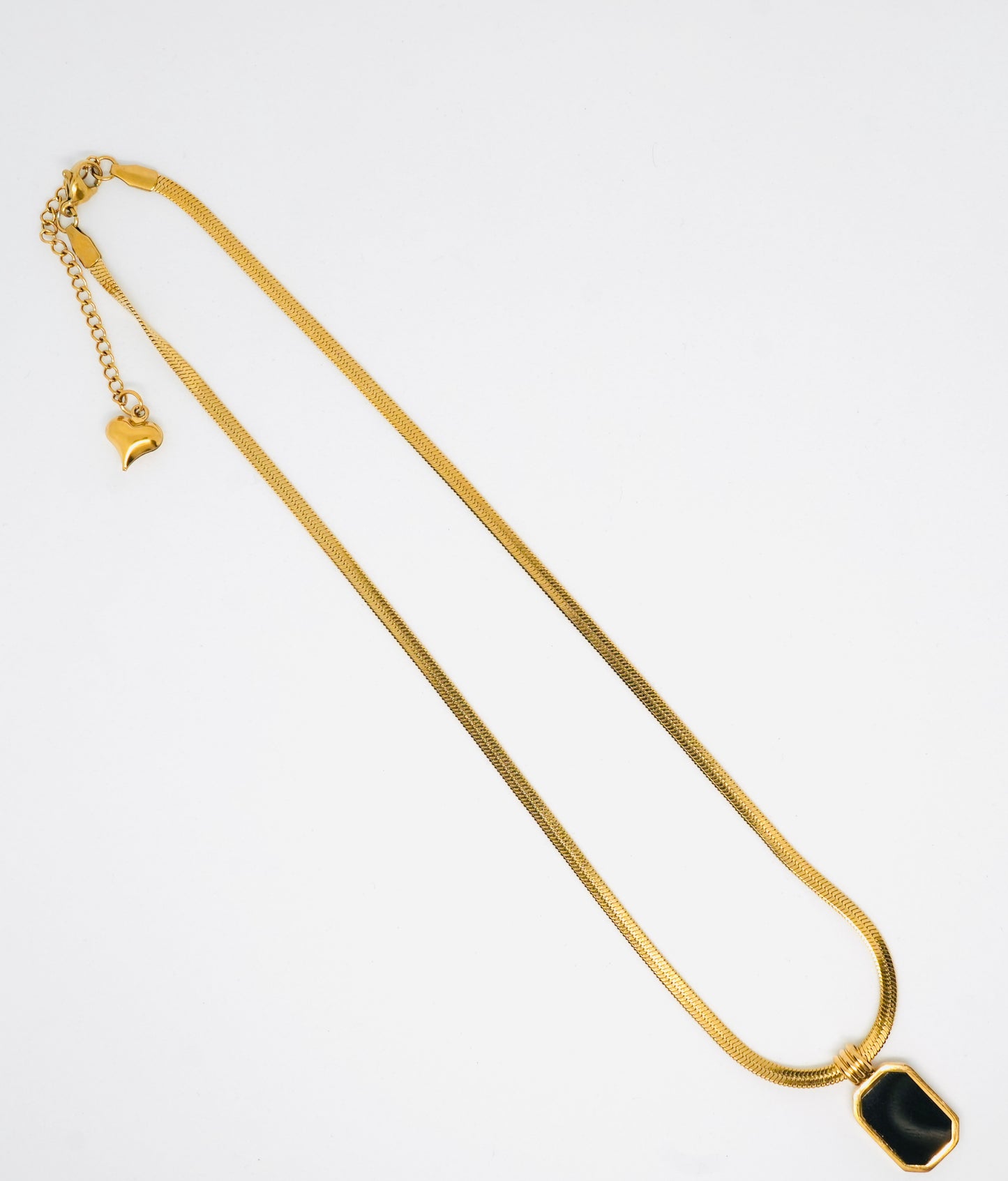 Snake Chain black Pendant Necklace Gold