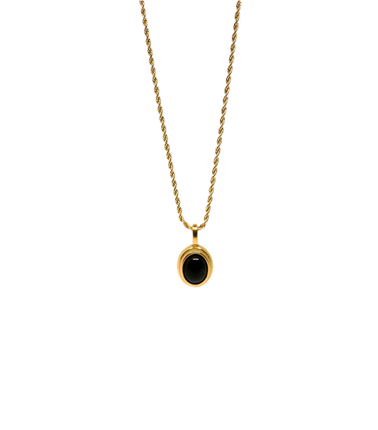 Twisted chain black pendant necklace
