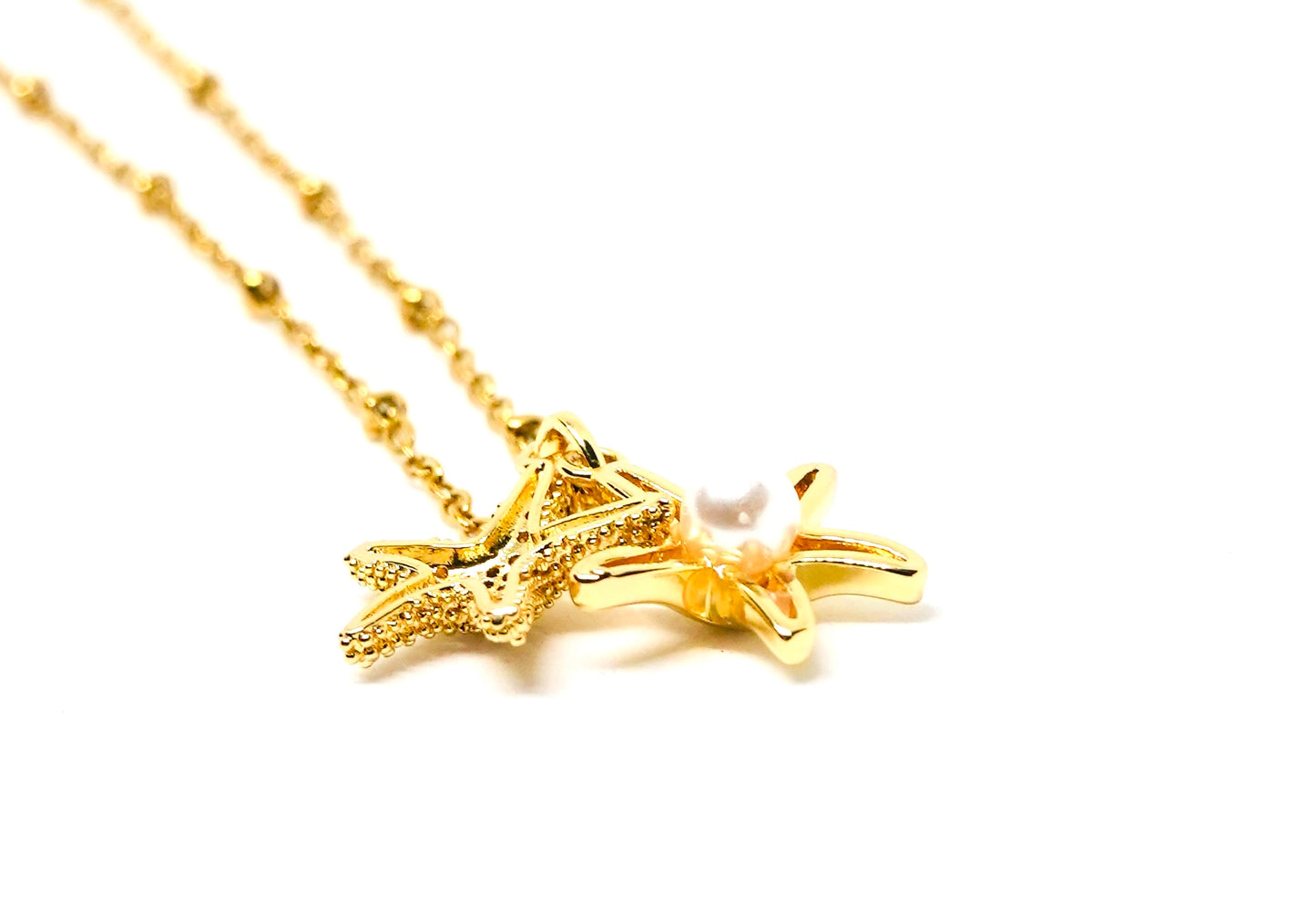 Beach Simple Style Beaded Starfish Shell Fish Tail Pendant Necklace