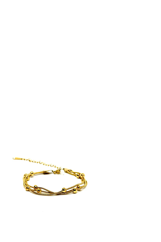 Golden Orbit Beaded Multi-Strand Bracelet