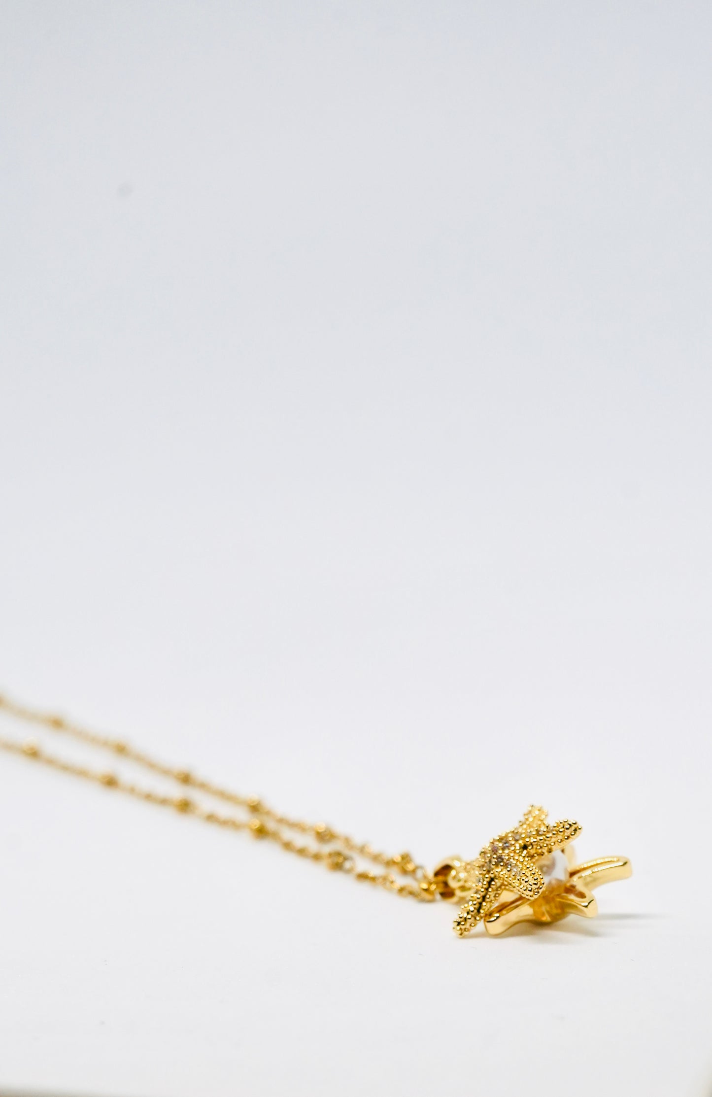 Beach Simple Style Beaded Starfish Shell Fish Tail Pendant Necklace