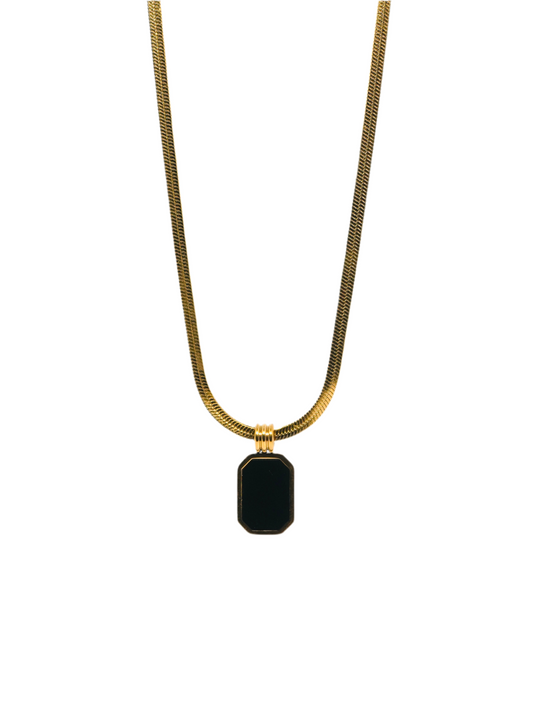 Snake Chain black Pendant Necklace Gold