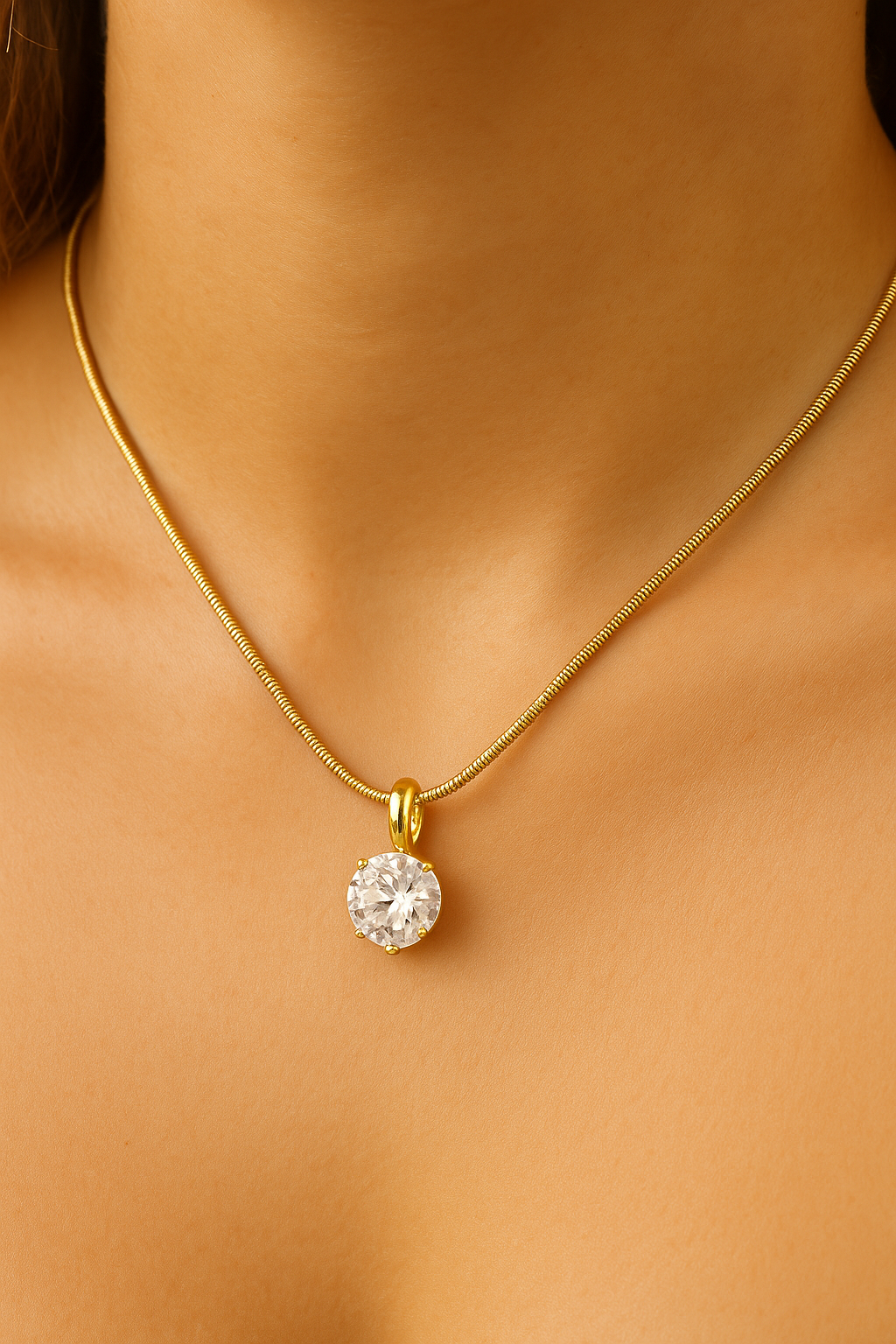 Elegant Glam Luxurious Solid Color Zircon Inlay Pendant Necklace